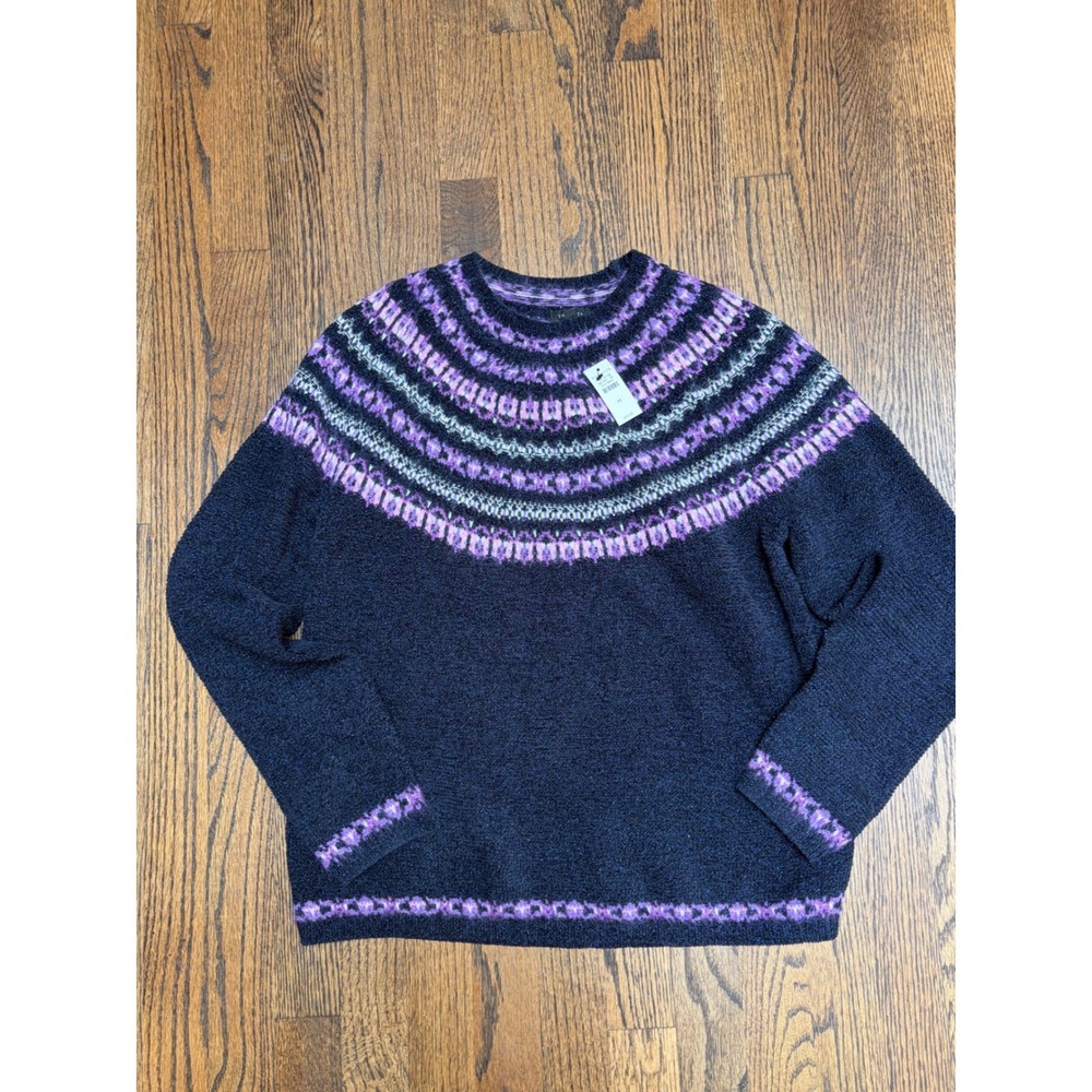 Talbots Fair Isle Sweater M Purple Metallic Knit Preppy Heritage Casual Luxury